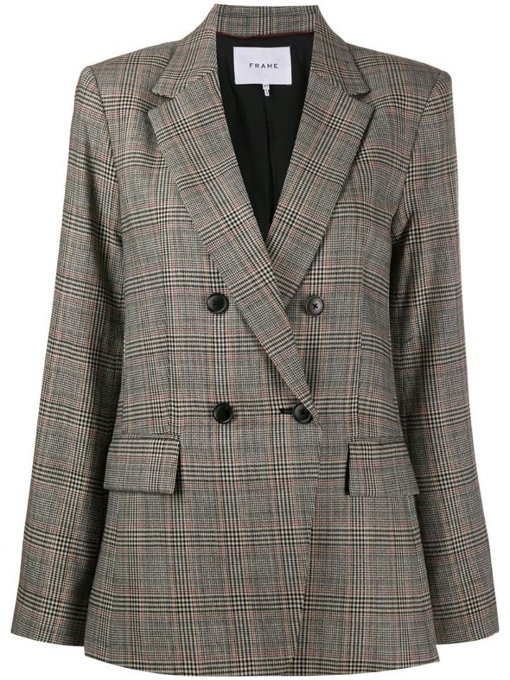 Frame Checked Print Blazer - Neutrals