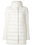 Herno Funnel Neck Padded Coat, Women's, Size: 40, White, Polyamide/polyurethane/feather