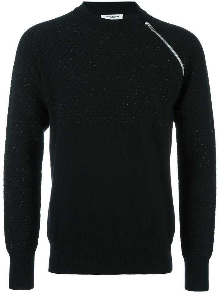 Paolo Pecora Crew Neck Jumper, Men's, Size: Small, Black, Virgin Wool/polyamide