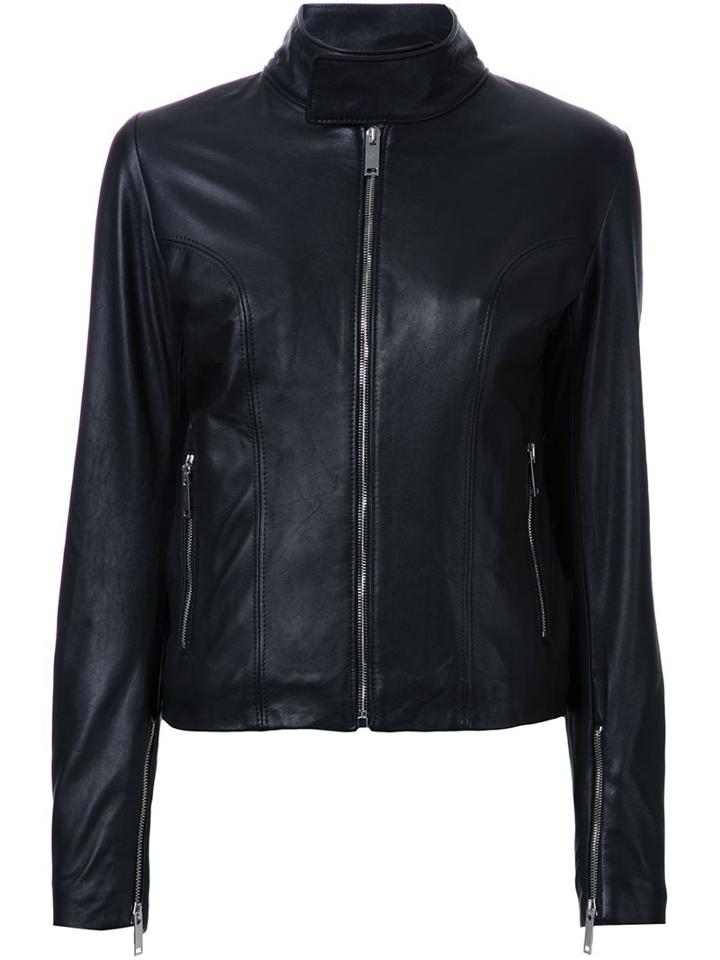 Strateas Carlucci Slim Fit Biker Jacket, Women's, Size: Small, Black, Leather