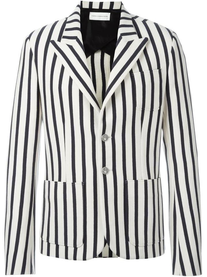 Faith Connexion Striped Blazer, Men's, Size: 52, Blue, Cotton/acetate/viscose