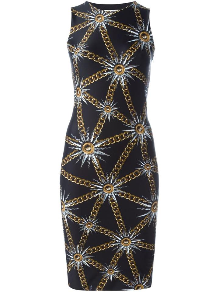 Fausto Puglisi Sun And Chain Print Dress, Women's, Size: 38, Black, Polyamide/spandex/elastane