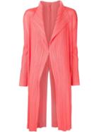 Pleats Please By Issey Miyake Pleated Open Front Coat, Women's, Size: 5, Pink/purple, Polyester