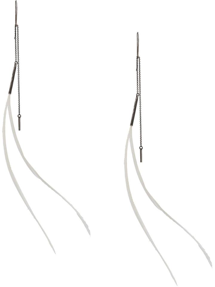Ann Demeulemeester Hanging Tie Earrings - White