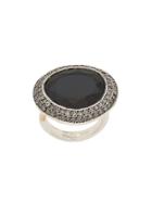 Rosa Maria Onyx And Diamond Cocktail Ring - Silver