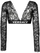 Versace Lace Cropped T-shirt - Black