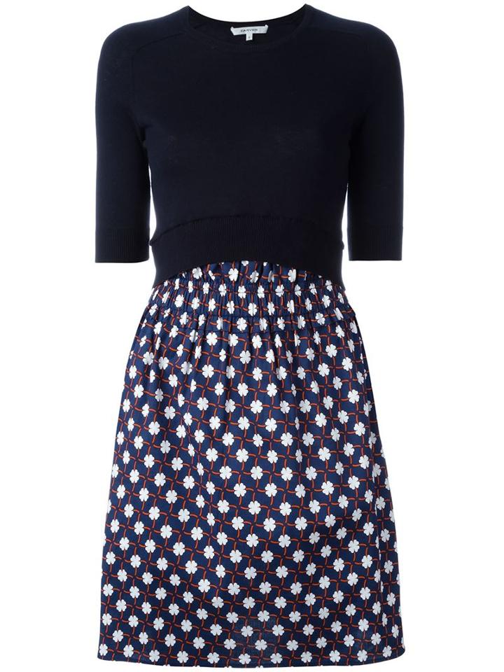 Carven Shamrock Print Jumper Dress, Women's, Size: S, Blue, Cotton