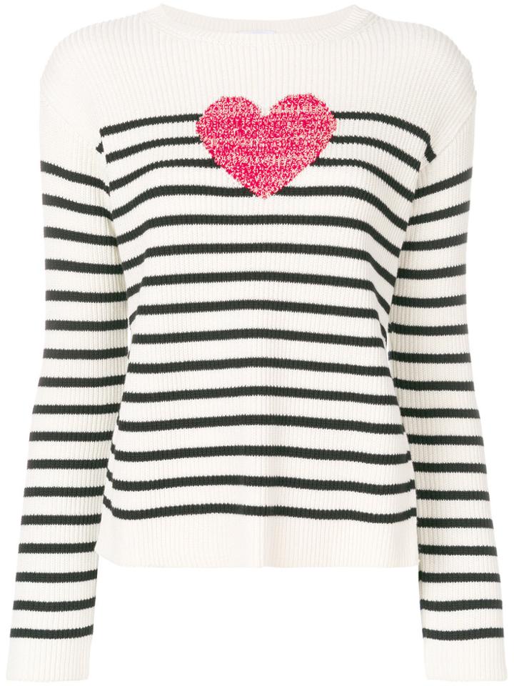 Red Valentino Knit Heart Striped Sweater - White