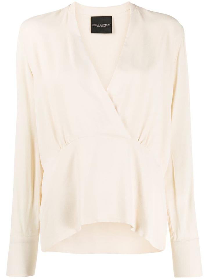 Erika Cavallini Satin Drop Dart Blouse - Neutrals