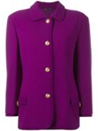 Versace Vintage Shoulder Pad Buttoned Jacket, Women's, Size: 46, Pink/purple
