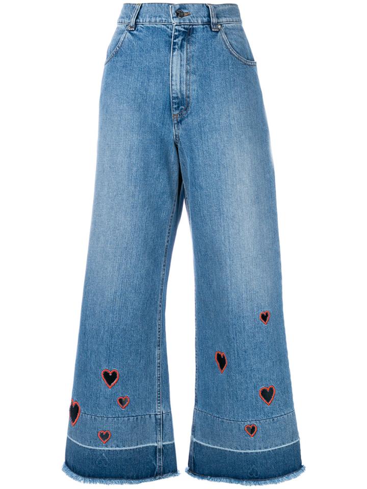 Vivetta Cropped Cut-out Heart Jeans - Blue