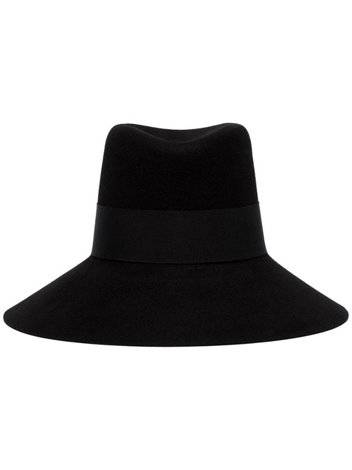 Saint Laurent Nina Fur Felt Fedora Hat - Black