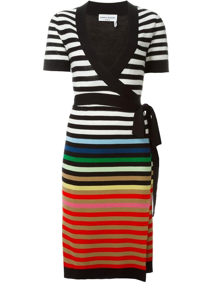 Sonia Rykiel Striped Wrap Dress, Women's, Size: S, Silk/cotton