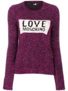 Love Moschino Glitter Logo Jumper - Pink & Purple
