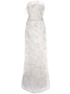 Marchesa Embellished Column Gown - White