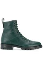 Jimmy Choo Cruz Flat Combat Boots - Green