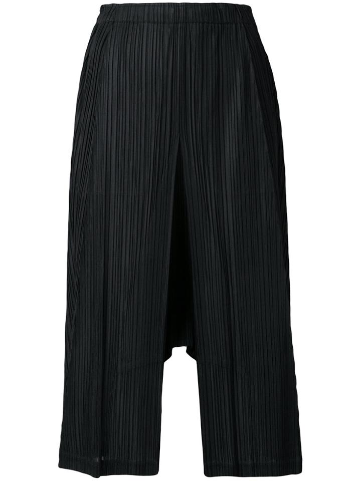 Pleats Please By Issey Miyake Pleated Long Shorts - Black