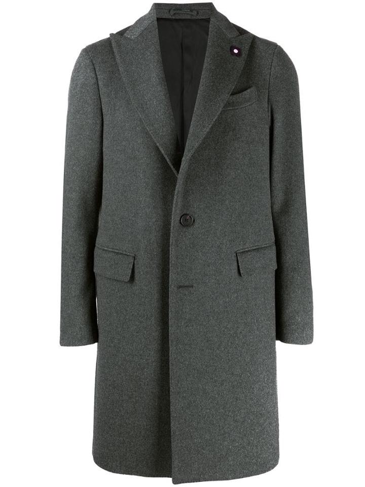 Lardini Single-breasted Fitted Coat - Grey