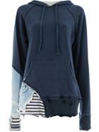 Greg Lauren Mixed Media Hoodie - Blue