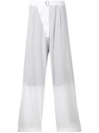 Mackintosh 0001 Two Tone Belted Trousers - Grey