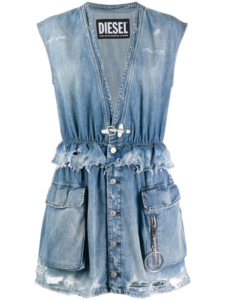 Diesel Sleeveless Denim Mini Dress - Blue