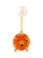 Delfina Delettrez Magic Triangle Piercing Diamond Earring, Women's, Yellow/orange, 18kt Yellow Gold/topaz/diamond/pearls