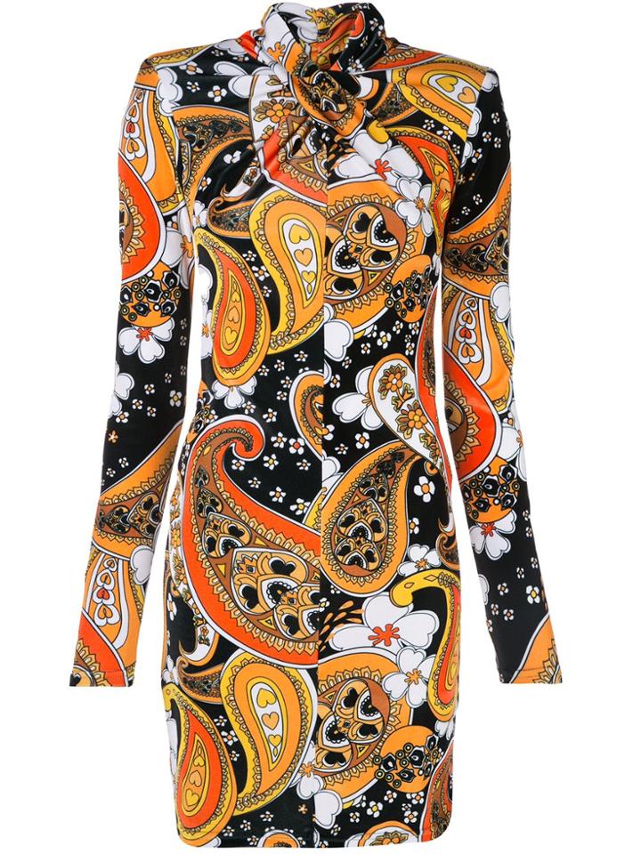 Richard Quinn Paisley Print Fitted Dress - Orange