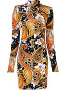 Richard Quinn Paisley Print Fitted Dress - Orange