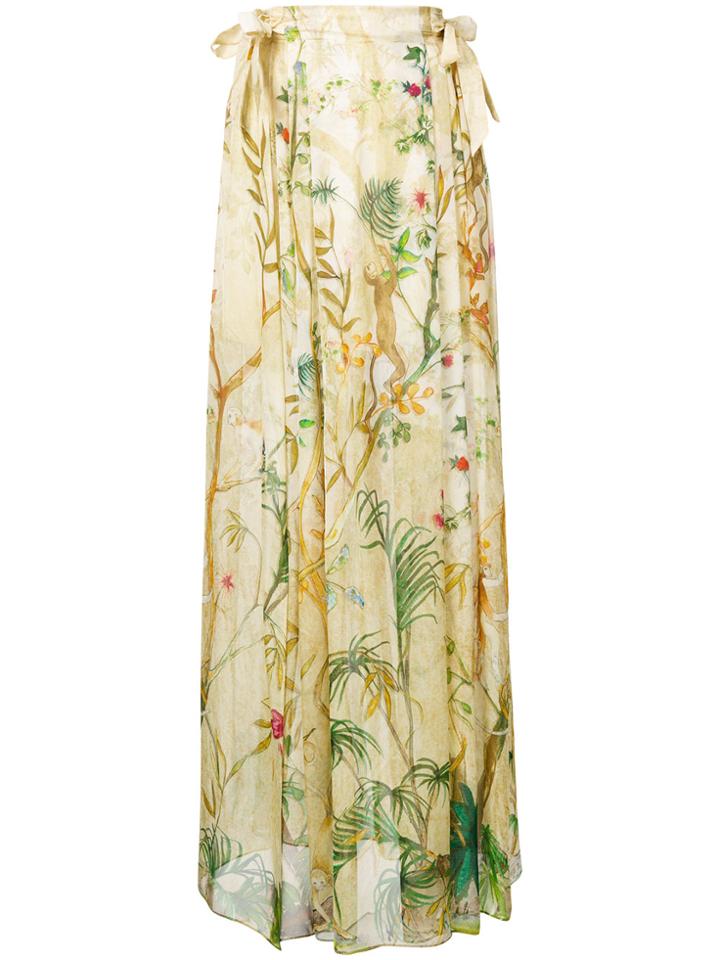 Alberta Ferretti Floral Print Maxi Skirt - Nude & Neutrals