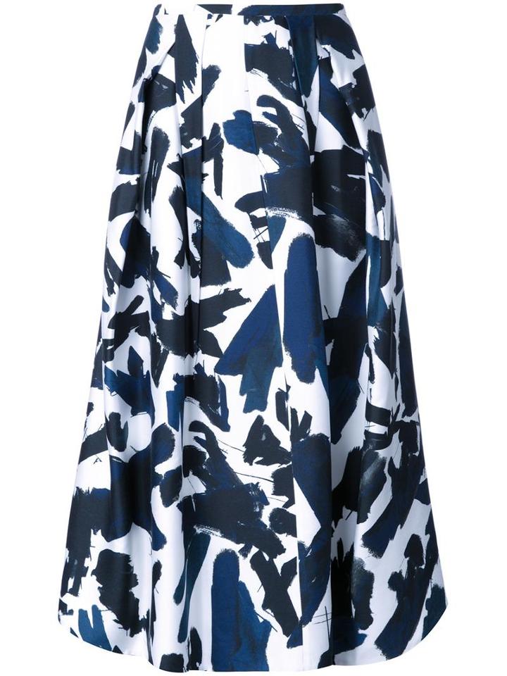 Jil Sander Brushes Printed Skirt, Women's, Size: 36, White, Silk/viscose