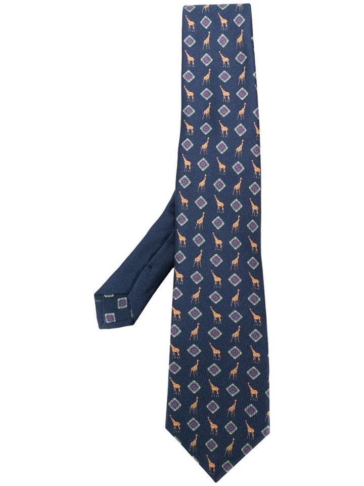 Etro Giraffe Print Tie - Blue