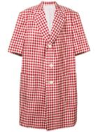 Thom Browne Gingham Patch Pocket Sack Overcoat - Red