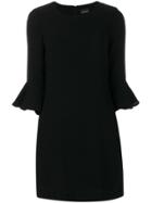 Ermanno Ermanno Flute Sleeve Shift Dress - Black