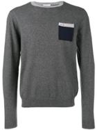Sun 68 Contrast Chest Pocket Sweater - Grey