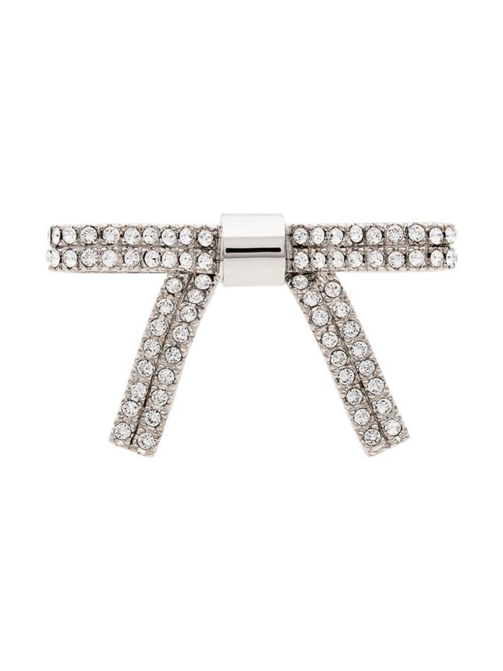 Miu Miu Crystal Hair Bow - Silver