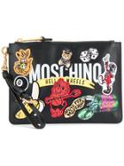 Moschino Logo Patch Clutch Bag - Black