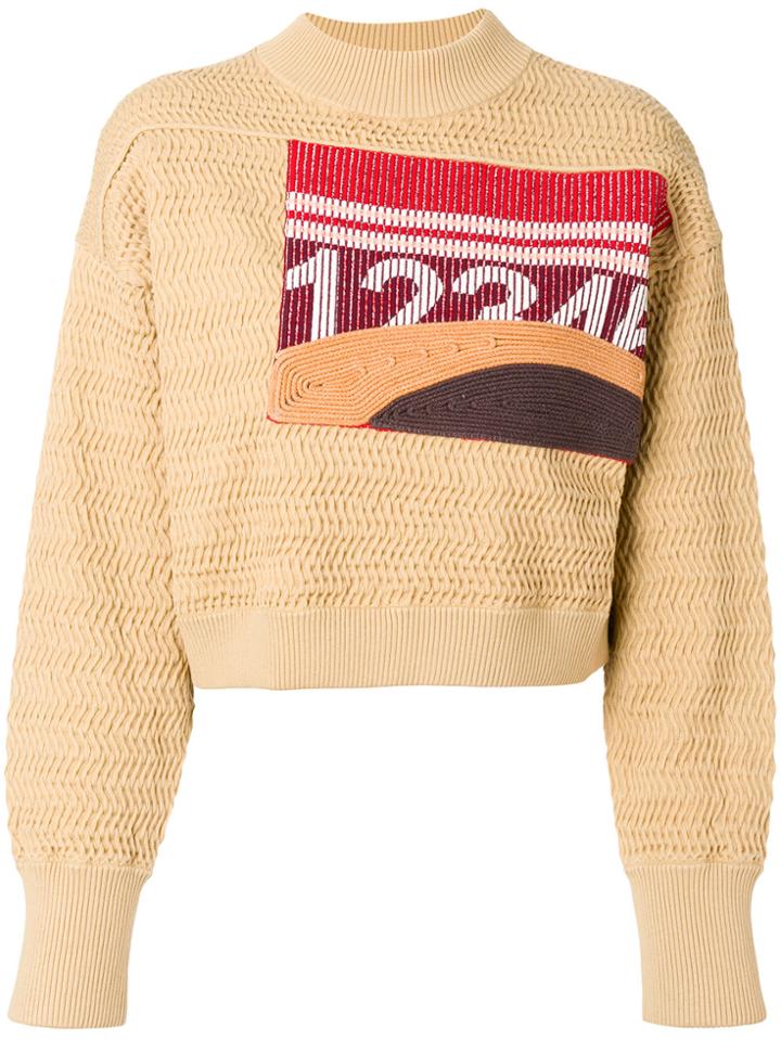 3.1 Phillip Lim Graphic Faux-plaited Cropped Pullover - Brown