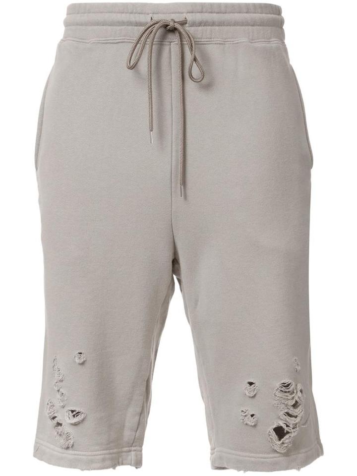 Miharayasuhiro Distressed Track Shorts, Men's, Size: 46, Brown, Cotton
