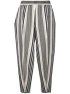 Pleats Please By Issey Miyake Cropped Striped Trousers - Grey