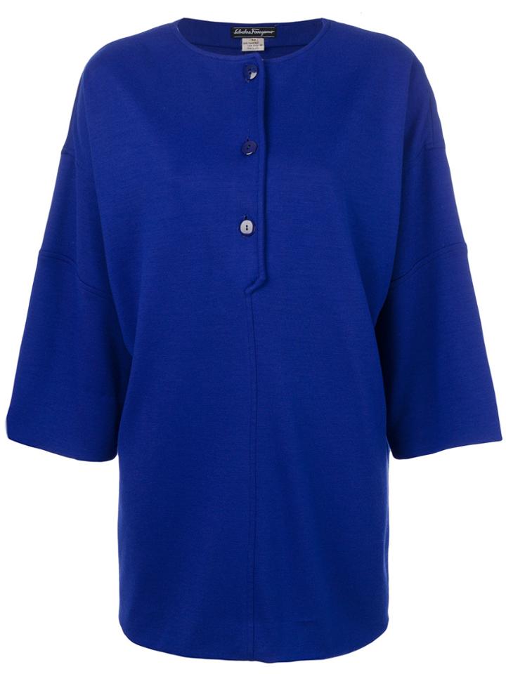 Salvatore Ferragamo Vintage Structured Knitted Top - Blue