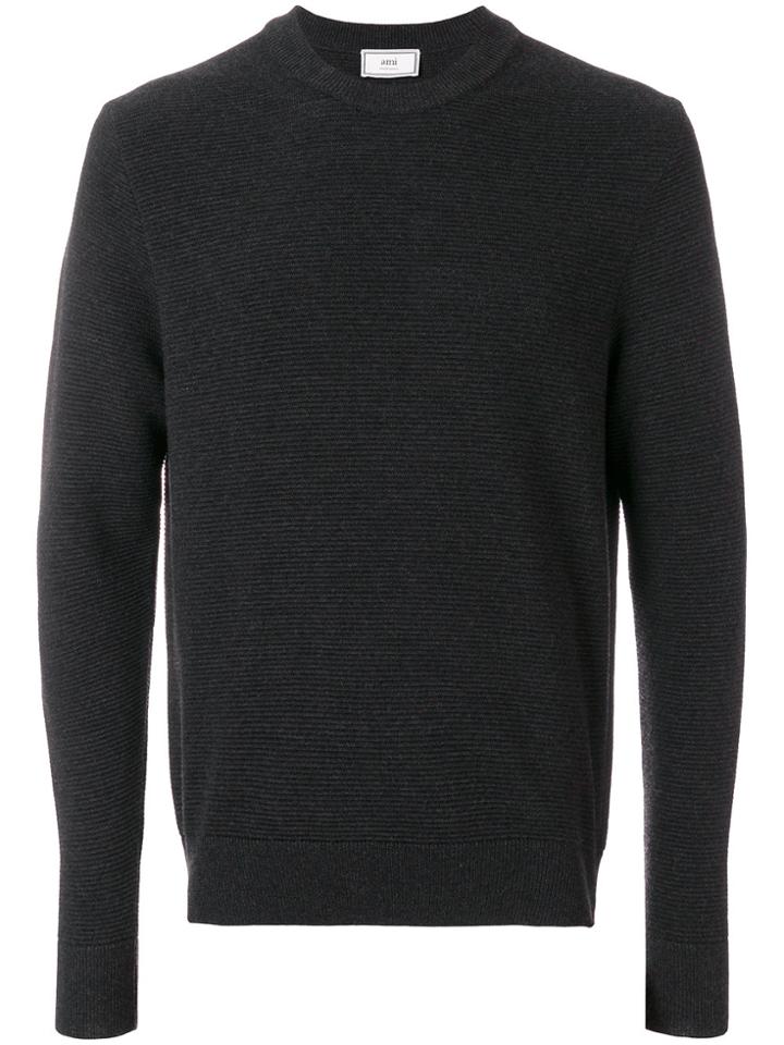 Ami Alexandre Mattiussi Crewneck Ottoman Stitch Sweater - Grey
