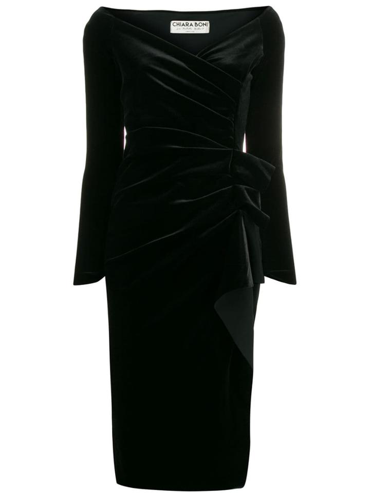 Le Petite Robe Di Chiara Boni Velvet Midi Dress - Black