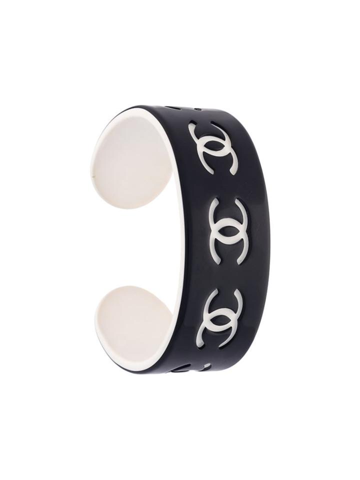 Chanel Vintage Logo Bangle, Women's, Black