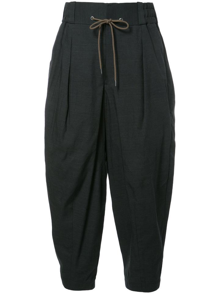 Devoa Drawstring Striped Pants, Men's, Size: 5, Black, Polyester/cotton/wool