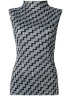 Pleats Please By Issey Miyake Pleated Tank Top, Women's, Size: 4, Black, Polyester