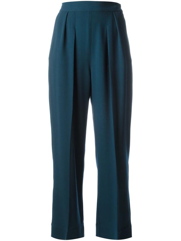 Christopher Kane - Wide Leg Trousers - Women - Virgin Wool - 42, Blue, Virgin Wool