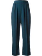 Christopher Kane - Wide Leg Trousers - Women - Virgin Wool - 42, Blue, Virgin Wool