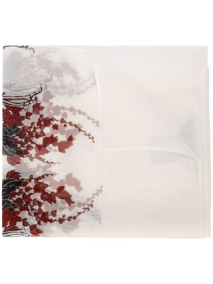 Thomas Wylde Skeleton Floral Print Scarf - White
