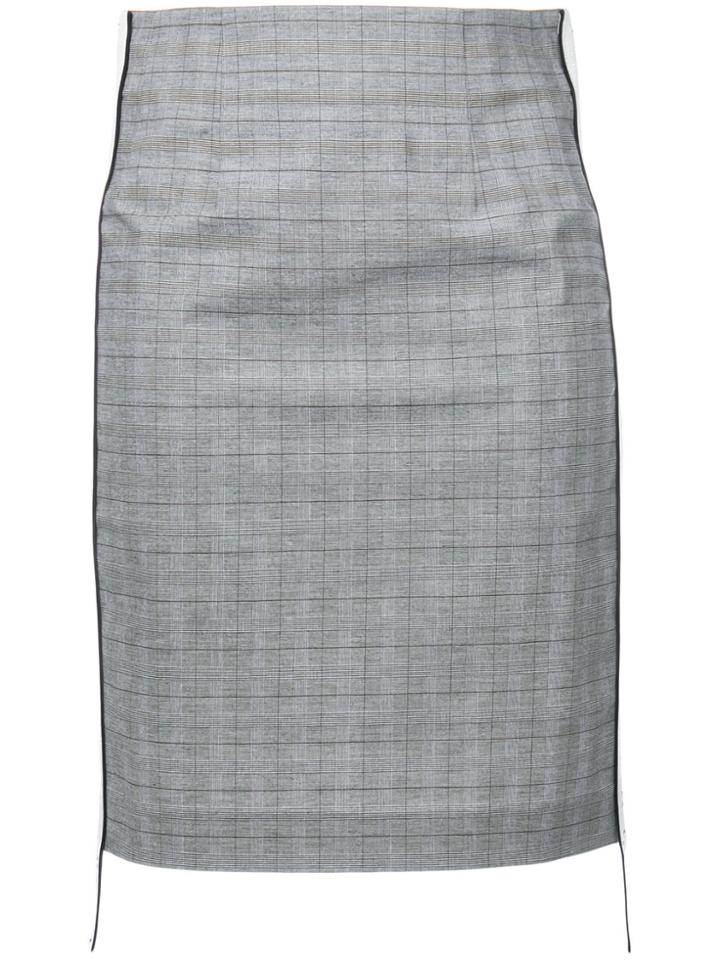Forte Couture Side Logo Checked Pencil Skirt - Grey