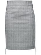 Forte Couture Side Logo Checked Pencil Skirt - Grey